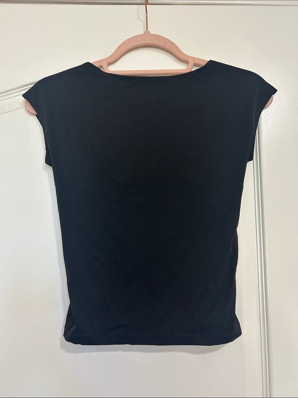 Classic Black Women's Cap-Sleeve Opne Back Top